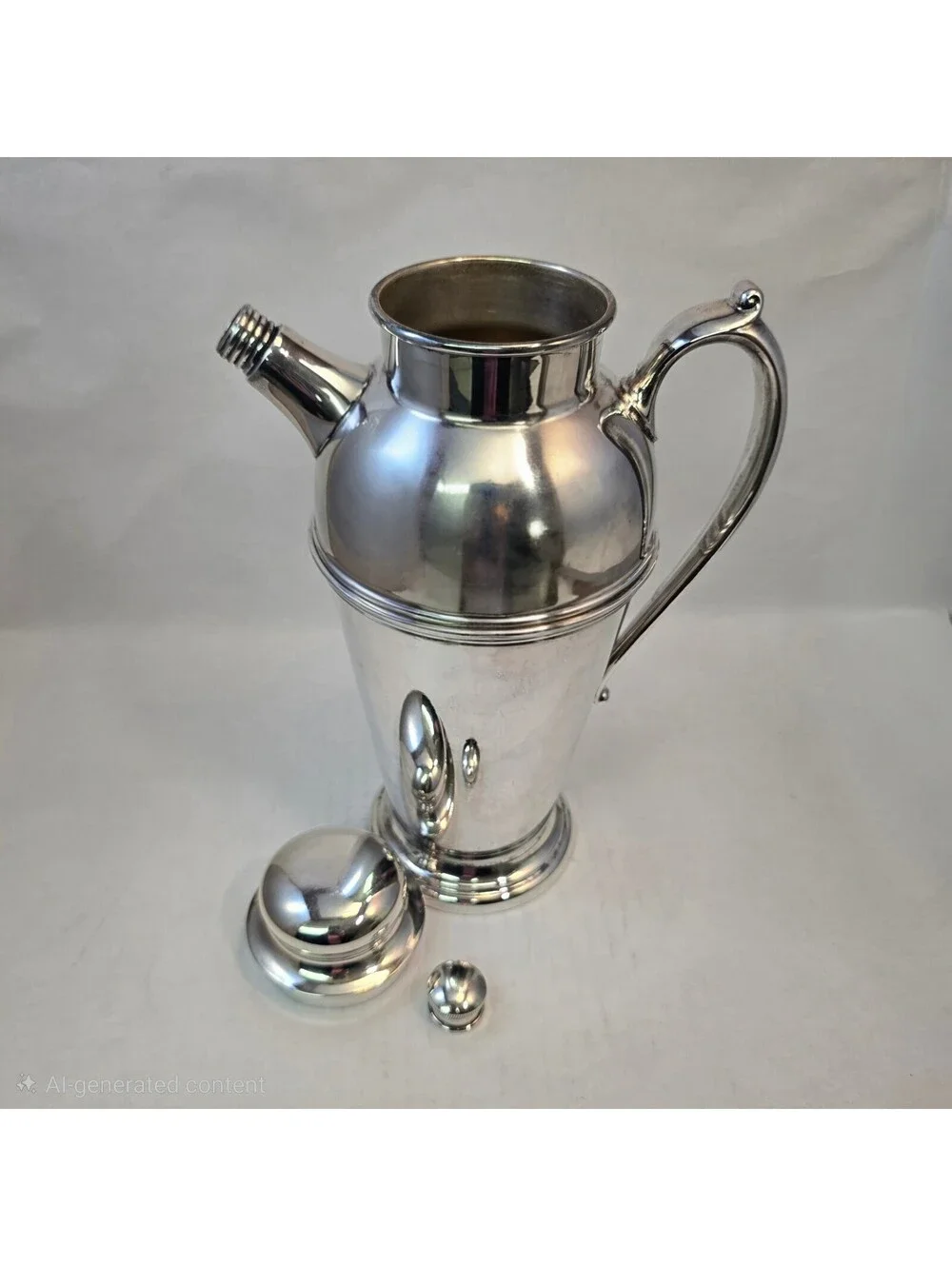Vintage Crescent Silver Co Art Deco Cocktail Shaker Pitcher Plated Barware